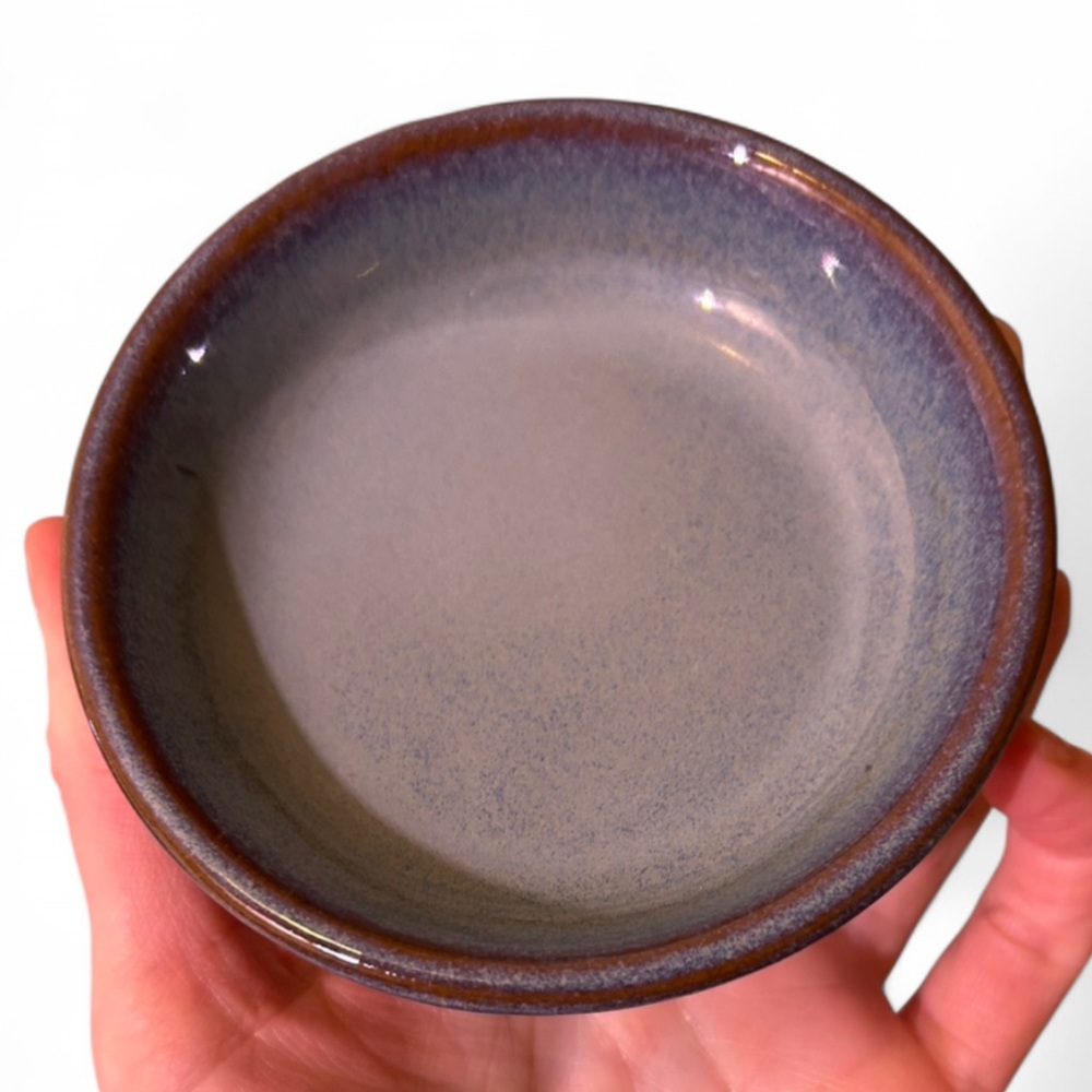 Artisan Ceramic Dish in Blue and Brown